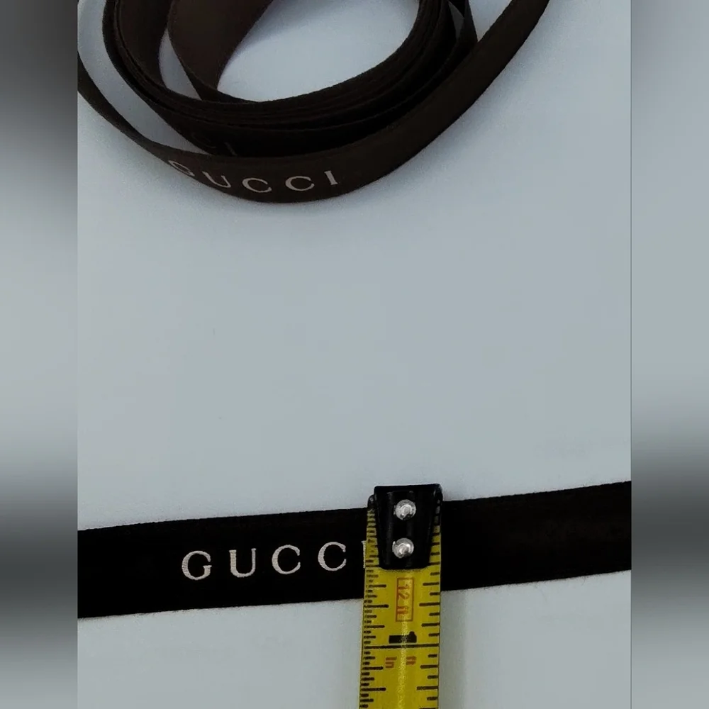 GUCCI Brown Logo Ribbon 2 Yards Authentic Designer Packaging Satin O.5" Rare - Picture 3 of 3